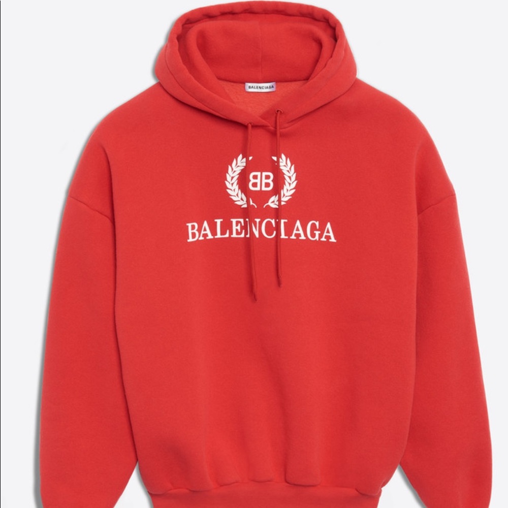 red balenciaga logo hoodie